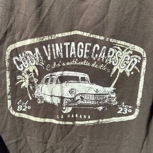 Burumba Republic La Habana Cuba Vintage Cars Co. Grey Graphic Tee T-Shirt Small